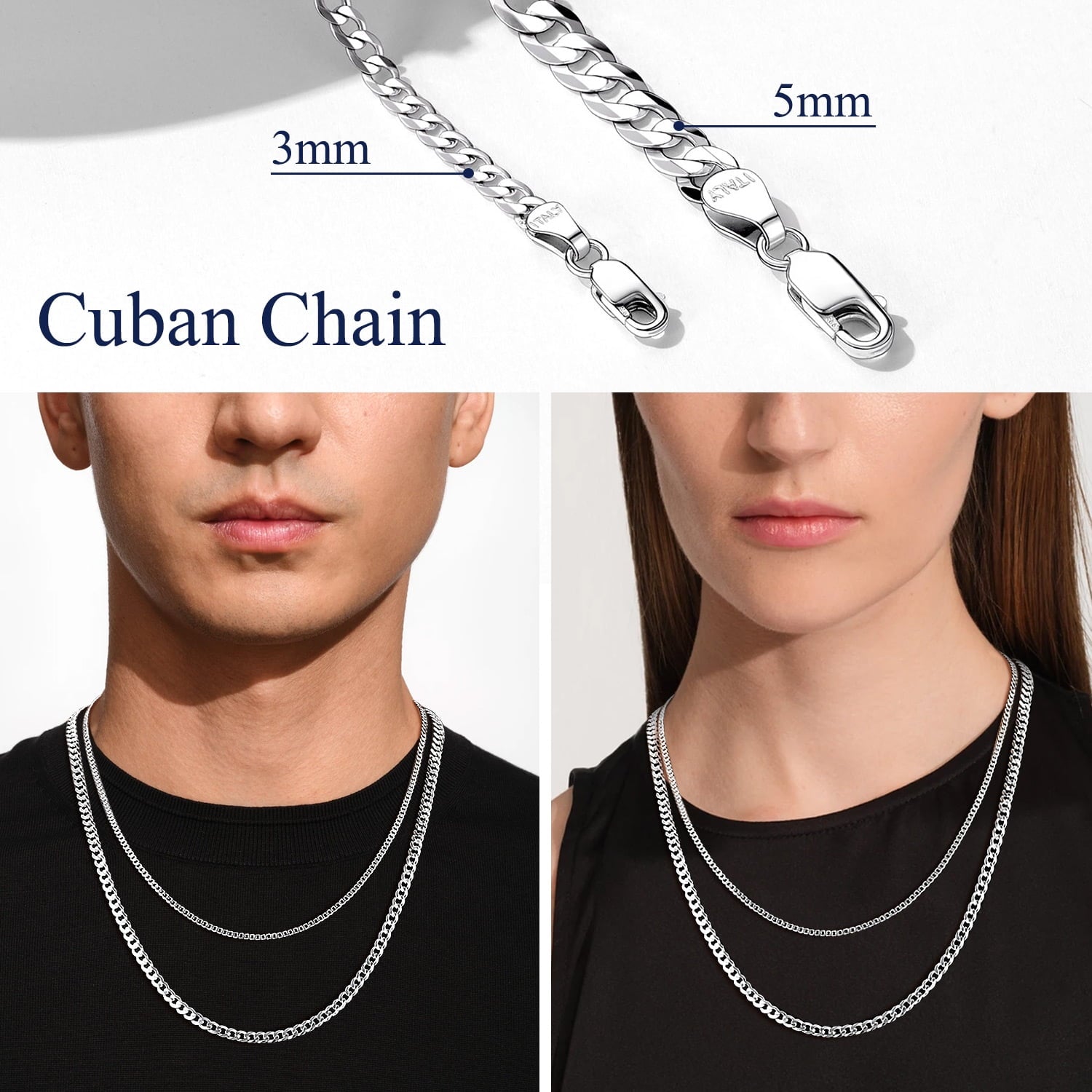 Elegant 3mm Solid 925 Sterling Silver Curb Chain Necklace for Men and Women - Perfect for Every Occasion