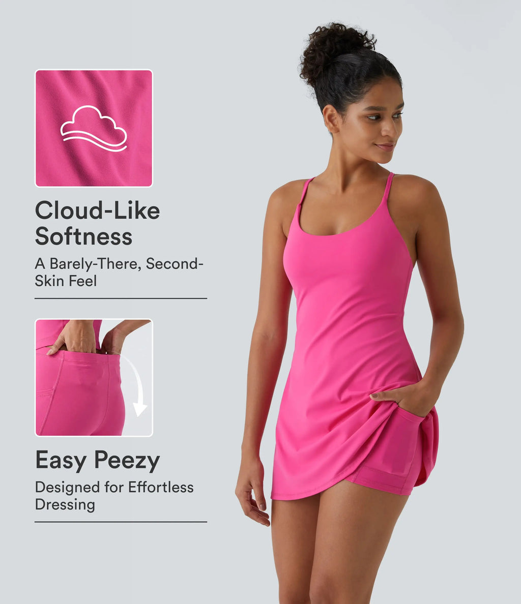 Halara Softlyzero Plush Backless Active Dress-Easy Peezy, Spring Dresses, Dance Dresses for Women